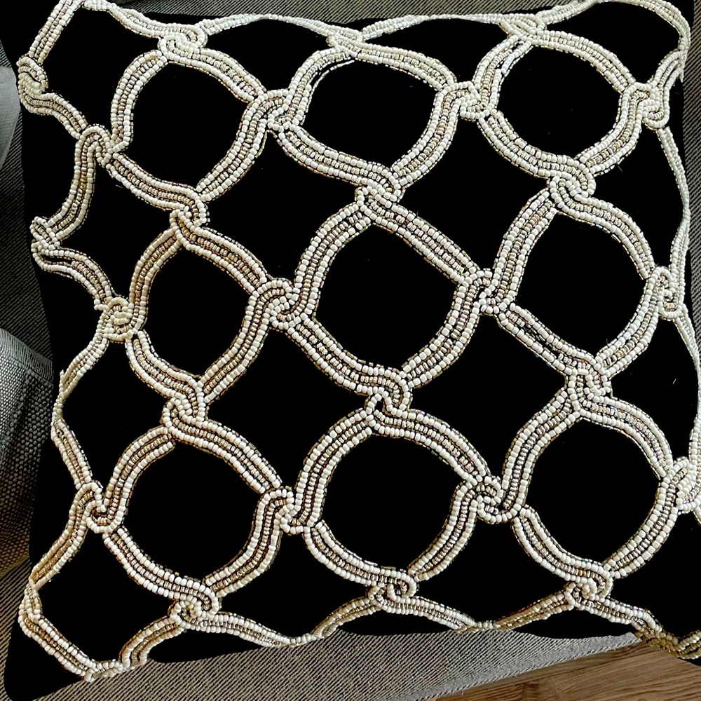 Black Beaded Accent Pillow